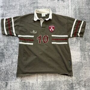 Raglan Road Rugby Polo Shirt Men Medium Olive Green Orlando Disney Pub Bar Irish